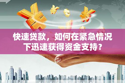 南雄快速贷款，如何在紧急情况下迅速获得资金支持？