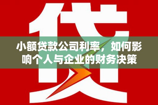 南雄小额贷款公司利率，如何影响个人与企业的财务决策