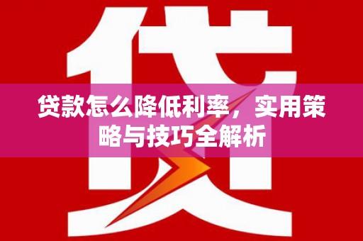 南雄贷款怎么降低利率，实用策略与技巧全解析